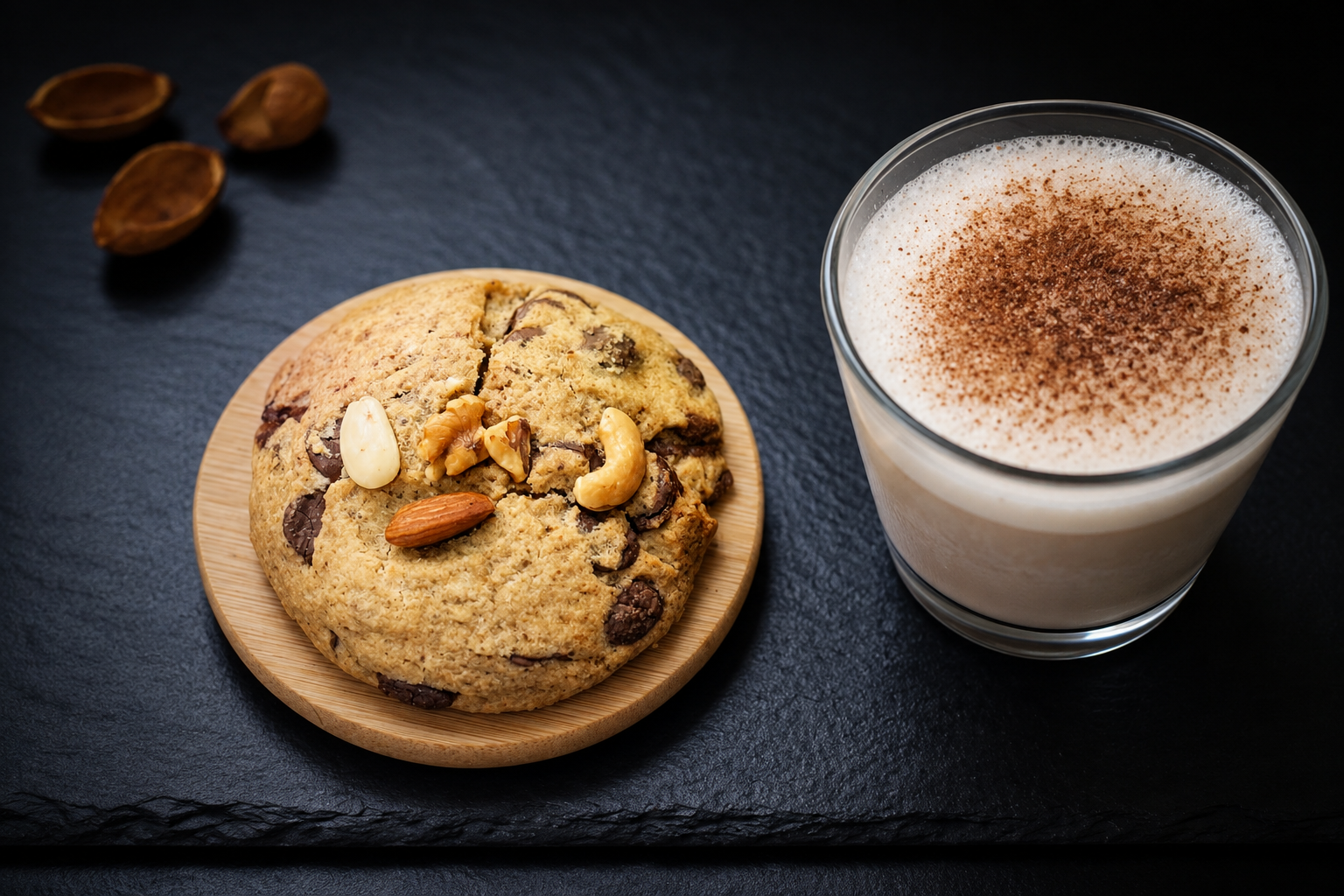 Cookie aux fruits secs et cappuccino